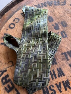 Stacy Adams Olive and Black Basketweave Silk Tie